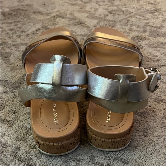 Marc Fisher Metallic and Beige Sandals - Picture 4 of 5